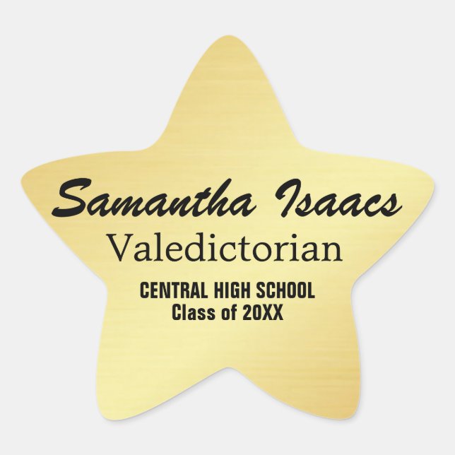 Étoile Sticker Gold Star Valedictorian Graduian (Devant)