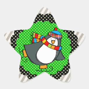 Étoile Sticker Holly Jolly Patinage Penguins Star
