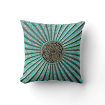 Étoile verte avec la damassé et le coussin