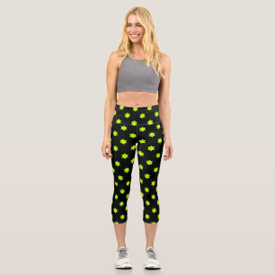 Étoile verte brillante Motif Capri Leggings