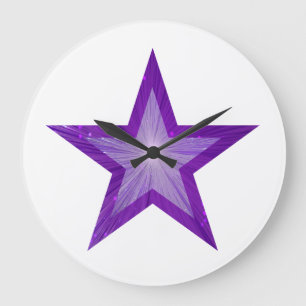 Étoile violette horloge ronde blanche