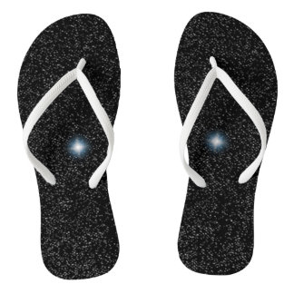 Étoiles blanches en argent et Flash sur tongs noir