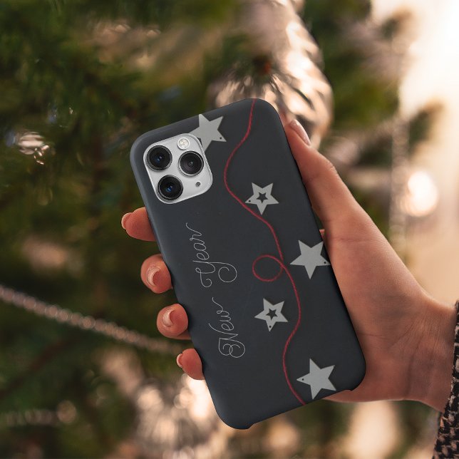Étoiles blanches sur coque iphone de surface noire (Créateur téléchargé)