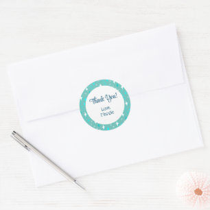 Étoiles blanches Turquoises rétro Stickers Merci m