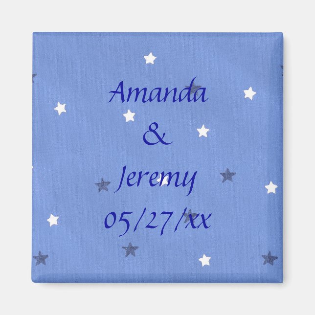 Etoiles bleues et blanches Magnet Réservez la date (Devant)