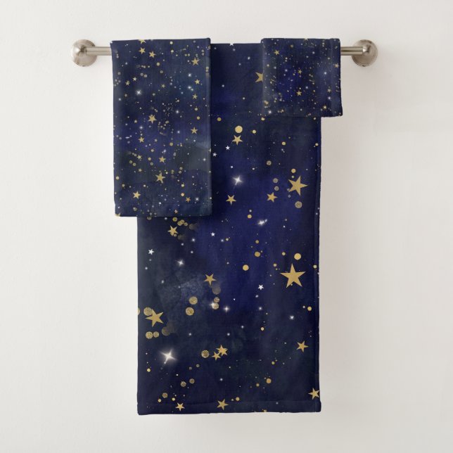 Etoiles célestes bleues et dorées Aquarelle lunair (En situation)