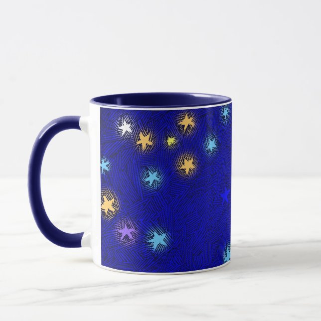 Étoiles colorées Vintage Etching Mug (Gauche)