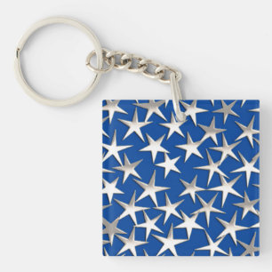 Étoiles d'argent sur bleu cobalt