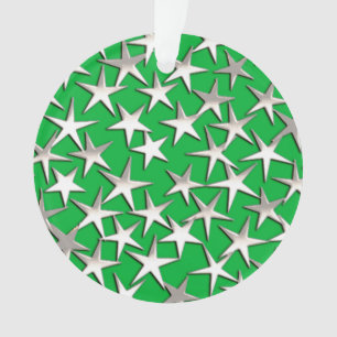 étoiles d'argent sur vert émeraude