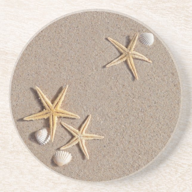Étoiles de mer sur les dessous de verre de plage (Devant)