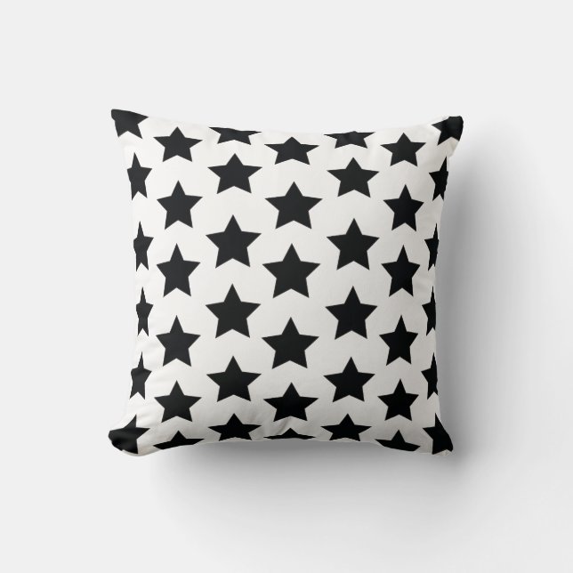 Étoiles de noir, coussin élégant monochrome (Recto)