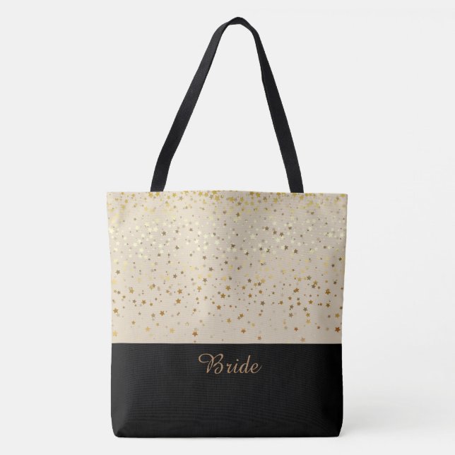 Étoiles d'or beiges et petites de sac fourre-tout (Devant)