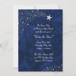 Étoiles en chute d'argent Bleu Prom Invitations of