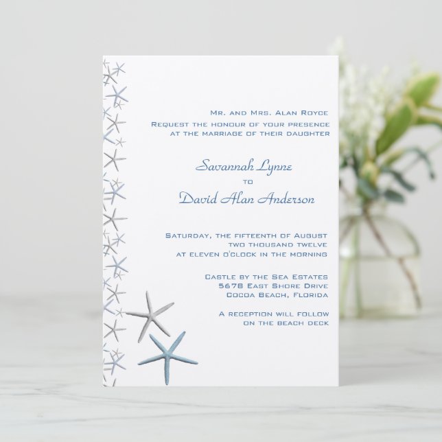 Étoiles en chute Invitations de mariage tropical (Debout devant)
