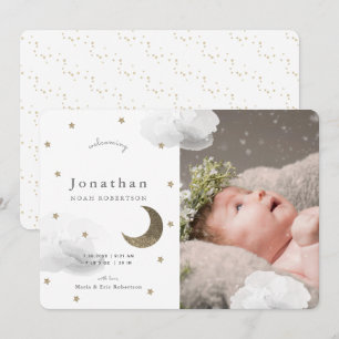 Etoiles et nuages gris Photo Faire-part bébé