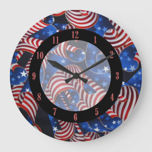 Étoiles et rayures Courbes patriotiques Horloge ro