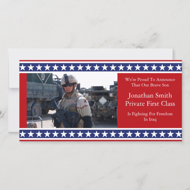 Étoiles Et Rayures Faire-part Militaires (Devant)