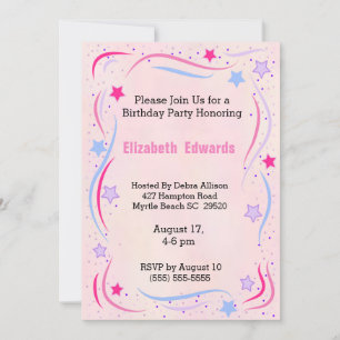 Étoiles et tourbillons Invitation de fête d'annive