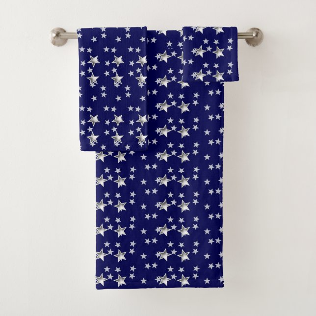Étoiles Grises Et Marine Blue Modern Chic (En situation)