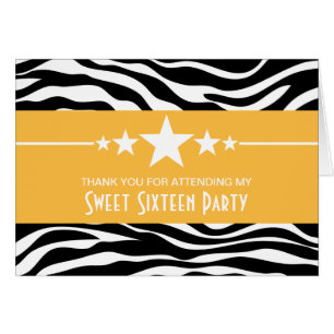 Etoiles Jaunes Zèbre Imprimer Sweet 16 Cartes de r