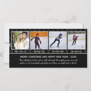 Étoiles Noir/Blanc 4 Photos - Carte de Noël Photo