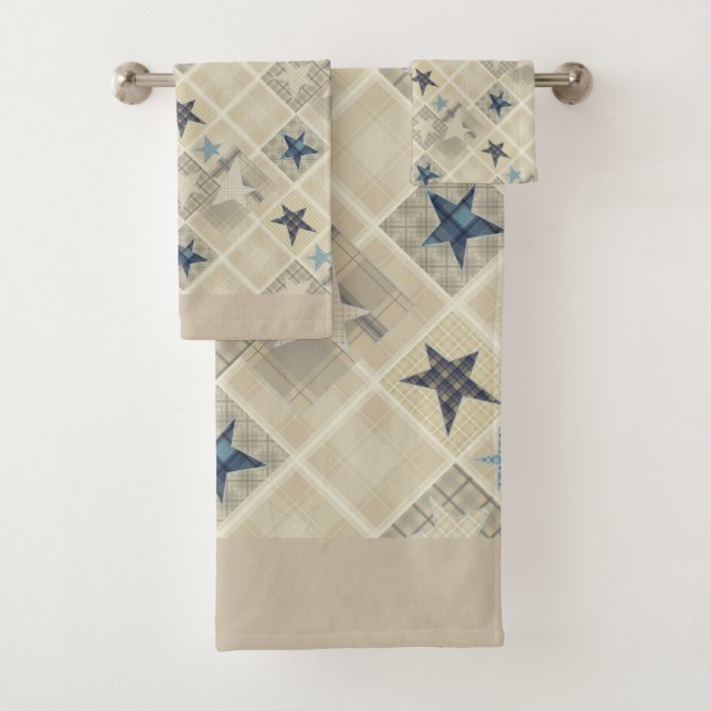 Etoiles, patchwork, bleu (En situation)