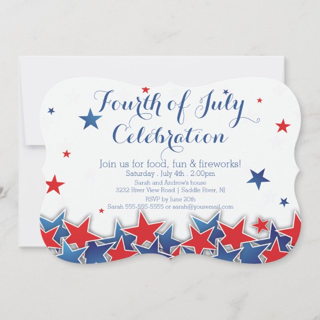 Étoiles patriotiques 4 juillet Invitation du Parti (Devant)