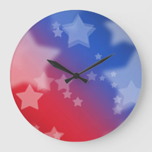 Étoiles rouges, blanches et bleues Horloge ronde