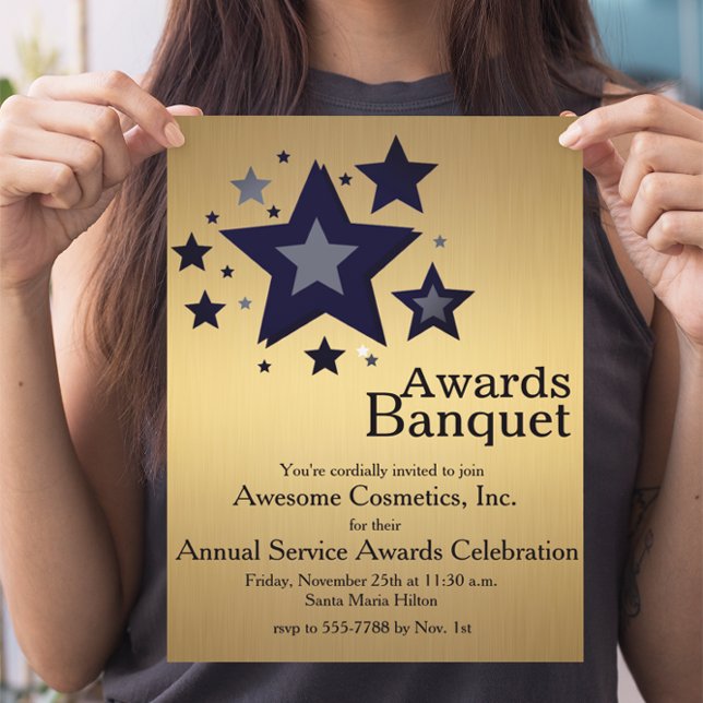 Étoiles sur Gold Business Event Party Invitation (Créateur téléchargé)