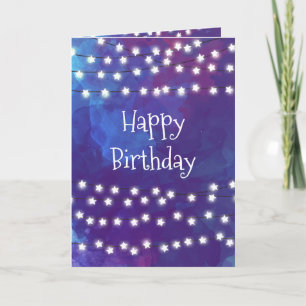Étoiles sur la carte d'anniversaire bleu Cobalt
