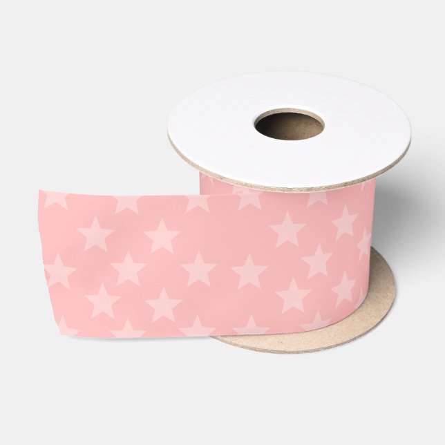 Étoiles sur ruban en satin rose (Bobine)