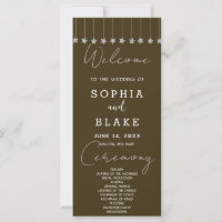 Étoiles Suspendues Argent Mariage Programme Brun F