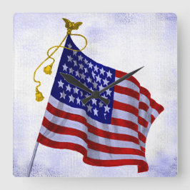 Étoiles vintages et rayures US Horloge du drapeau