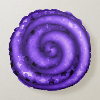Étoiles violettes pâles torsadées Coussin rond