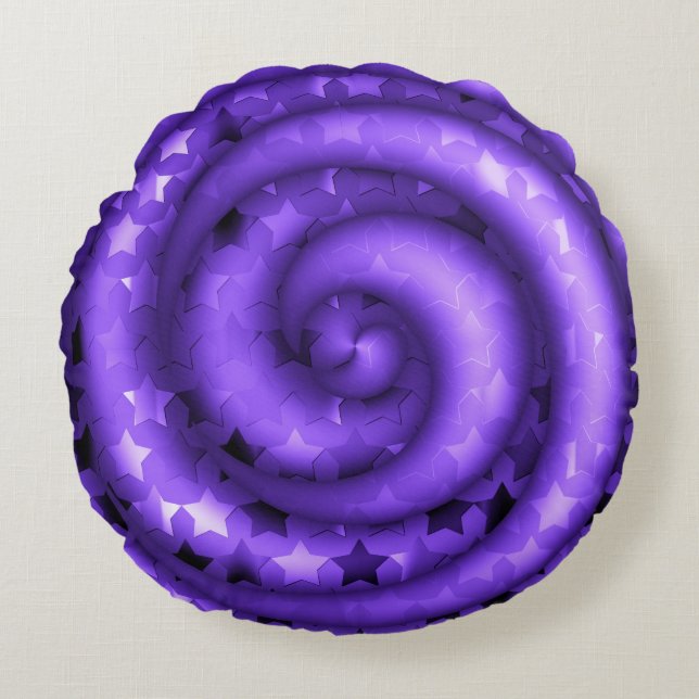 Étoiles violettes pâles torsadées Coussin rond (Devant)