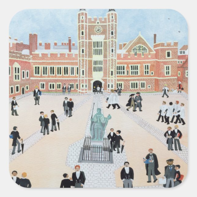 Eton Uni School Yard 1991 Quadratischer Aufkleber (Vorderseite)