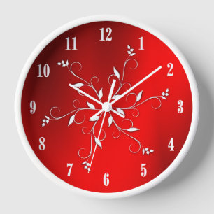 Étonnant Rouge Blanc Numéros Accent Carré Horloge