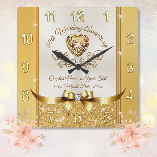 Étonnante horloge de l'Anniversaire d'or personnal