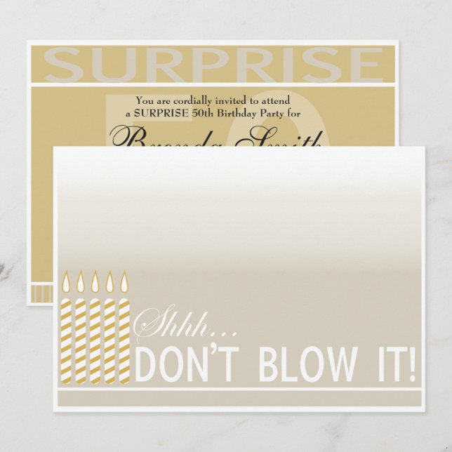 Étonnez la cinquantième invitation d'or de fête (Devant / Derrière)