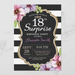 Étonnez l'or floral de la 18ème invitation