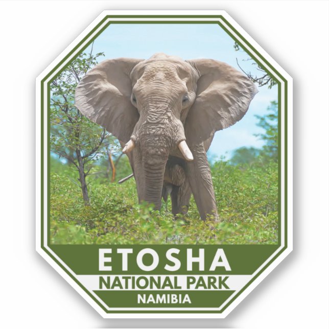 Etosha Nationalpark Namibia Elephant Watercolor Aufkleber (Vorderseite)