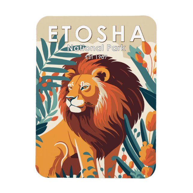 Etosha Nationalpark Namibia Vintag Magnet (Vertikal)