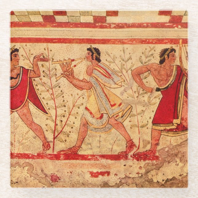 Etruscan Musiker Glasuntersetzer (Vorderseite)