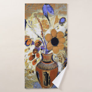 Etruskische Vase mit Blume, Redon Badehandtuch