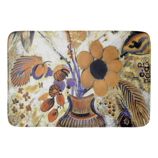 Etruskische Vase mit Blume, Redon Badematte (Vorderseite)
