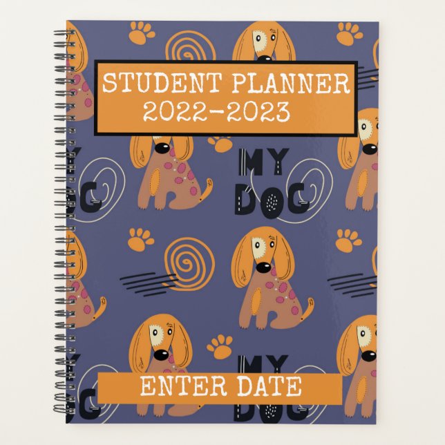Étudiant planificateur avec des chiens de dessin a (Devant)