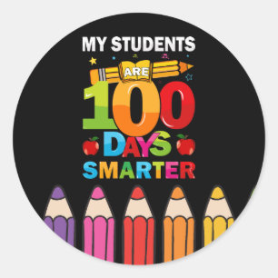 Étudiants 100 Jours Smarter Classic Round Sticker