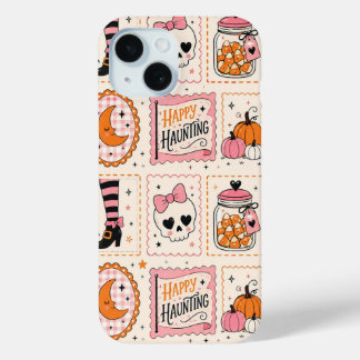 Étui à timbres crâne rose Happy Haunting
