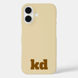 étui beige et marron monogrammé initial pour iPhon