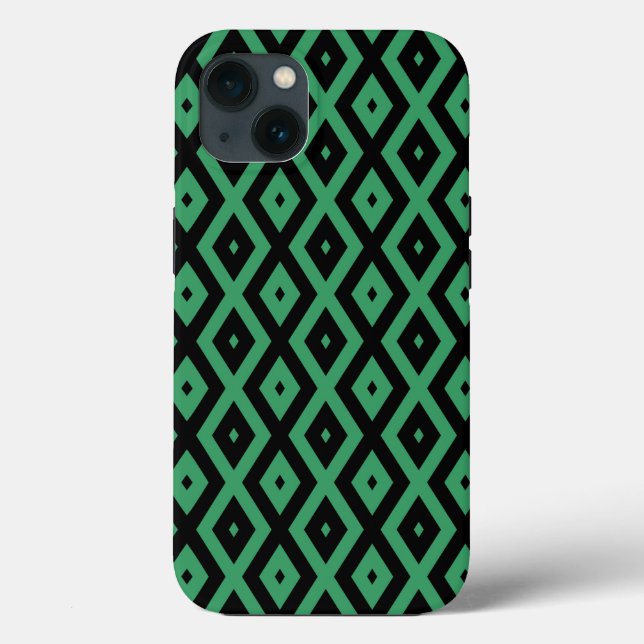 Étui Case-Mate iPhone à motif diamant vert et noir (Verso)